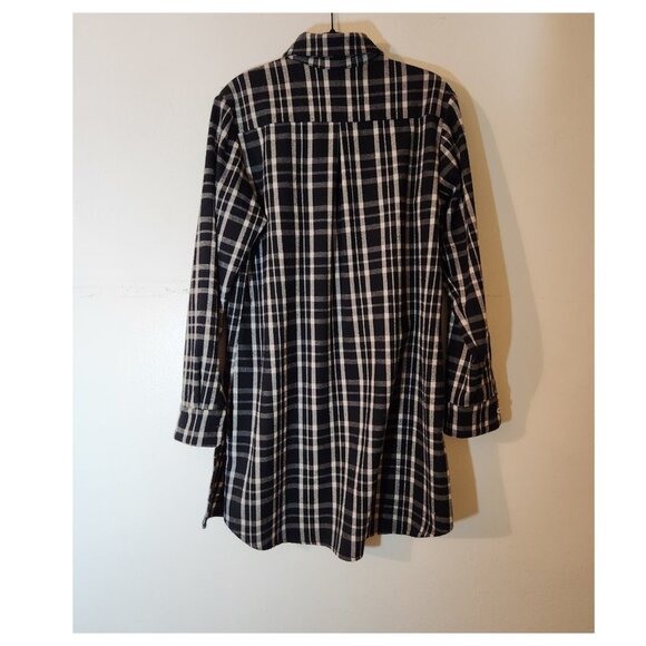 MAJE Grunge Leather Trimmed Plaid Flannel Shirt - Picture 4 of 9